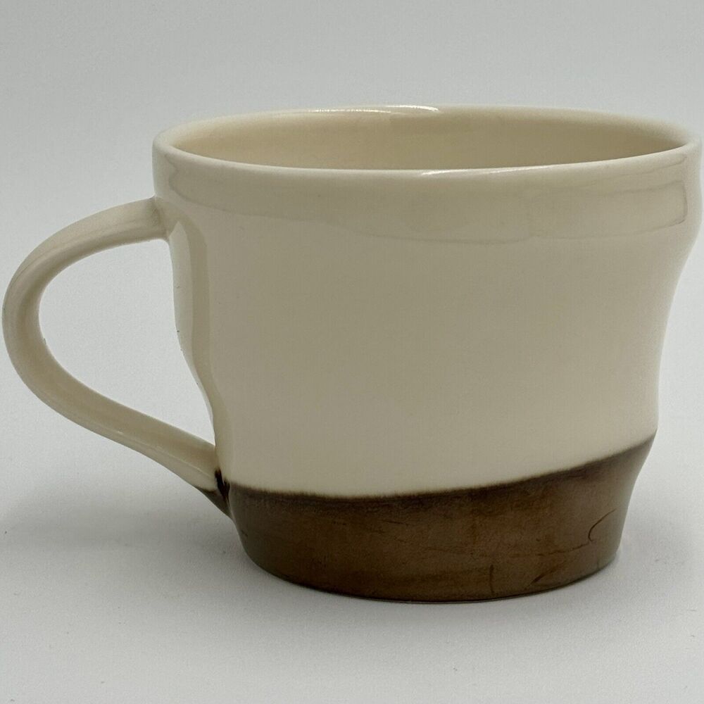 Starbucks 2013 Metallic Bronze White Cream Hand Dipped Swirl Ceramic Mug 12oz